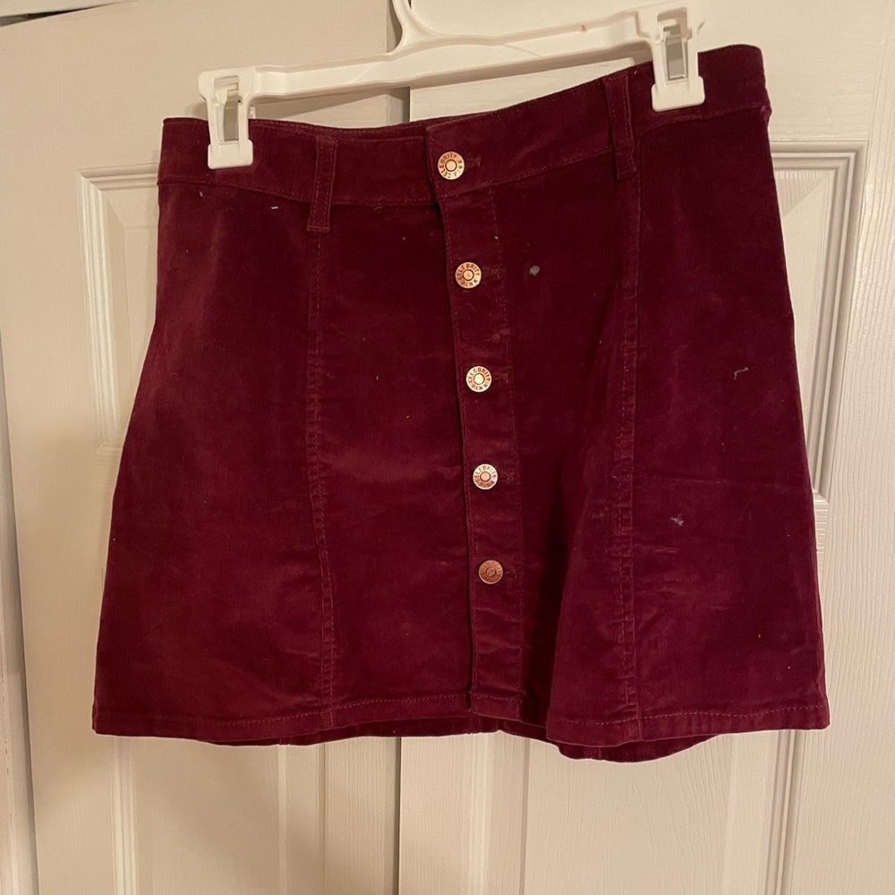 Maroon mini corduroy skirt